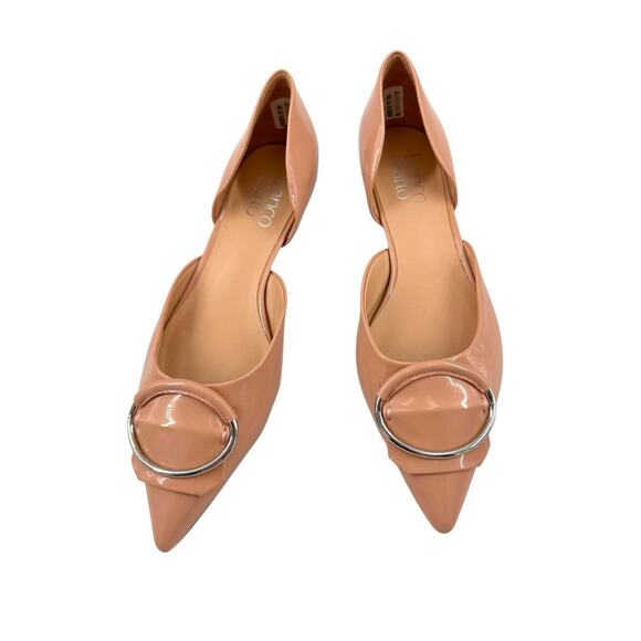 Franco Sarto Patent Leather Kiltie D’Orsay Flats Pointed Toe Peach Sz 8 Preppy - Picture 2 of 10